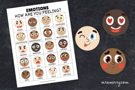 printable feelings chart  kids emotion skills  merry