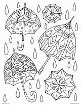 Rain Colorings Umbrellas sketch template