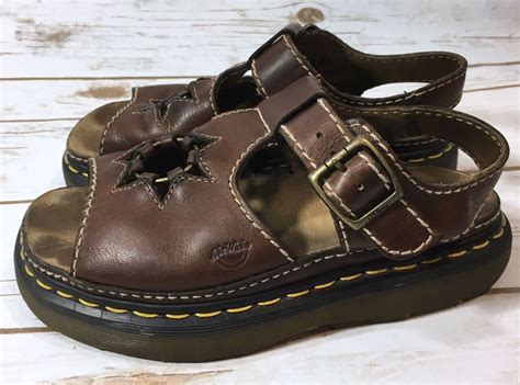 vintage  dr martens docs brown leather star sandals womens   england ebay sandals