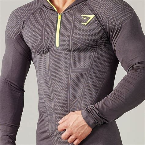 Gymshark Onyx Seamless Hooded Top Charcoal Mens Workout Clothes