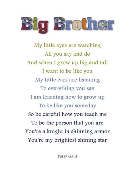 Items Similar To Big Brother Poem 8x10  On Etsy