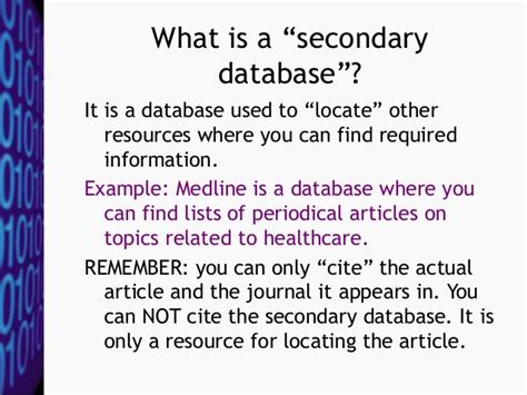 searching secondary databases