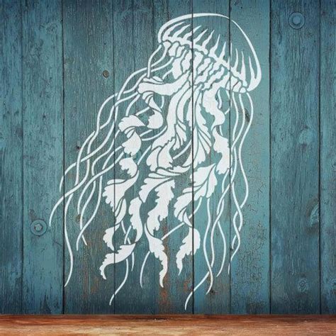 large jellyfish stencil wall art stencil   decals etsy