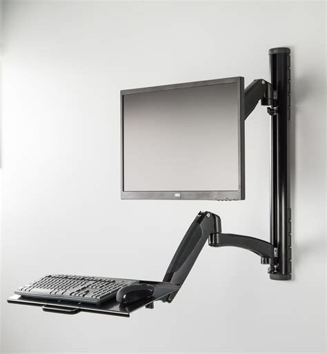 vivo black sit stand wall mount gas spring height adjustable monitor keyboard  ebay