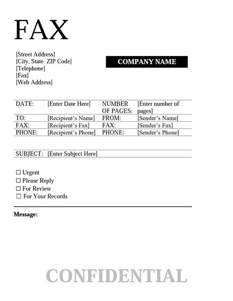 editable fax cover sheet template word  excel image