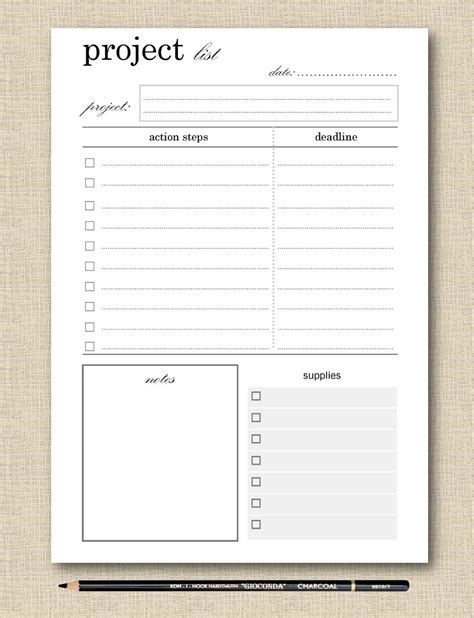 project planner printable project planner page project etsy project