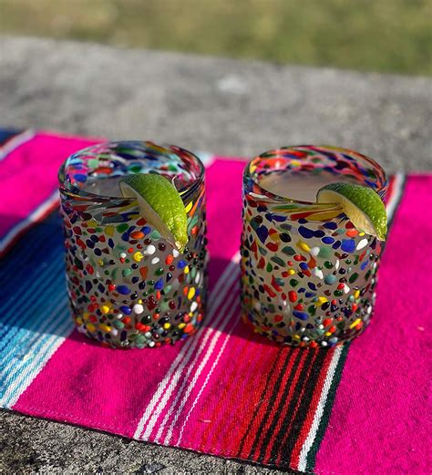 confetti rock tumbler glasses set of 6 10 oz each dos sueños