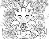 Kawaii Coloring Dragon sketch template