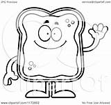 Toast Jam Cartoon Waving Mascot Coloring Clipart Cory Thoman Outlined Vector Royalty sketch template