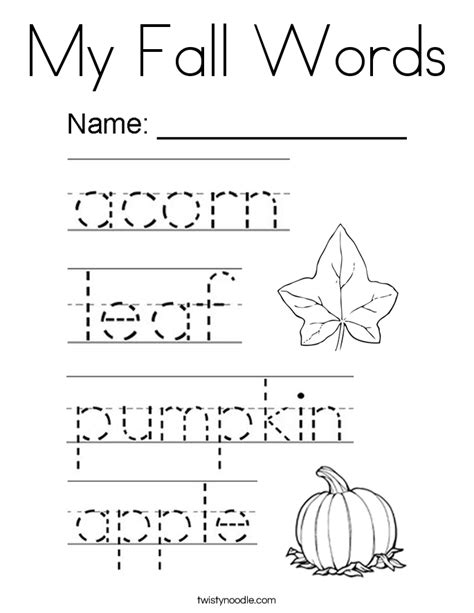 fall words coloring page twisty noodle