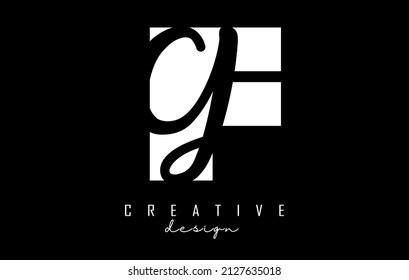 black white fg letters logo negative stock vector royalty   shutterstock