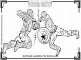 Captain Coloring America Pages Lego Spiderman Civil War Man Printable Drawing Fighting Bad Realistic Guy Kids Vs Avengers Ironman Hulk sketch template
