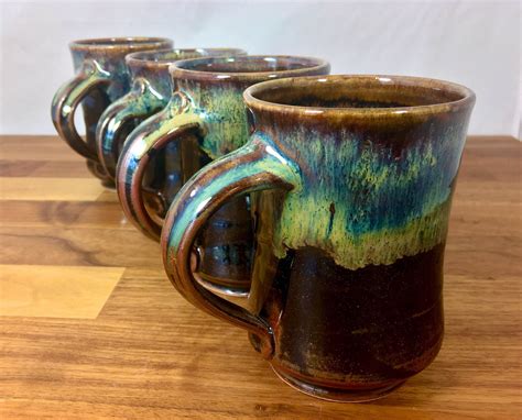pottery mug coffee  tea hot  cold beverage cup large oz drink mug wheelthrown art drip