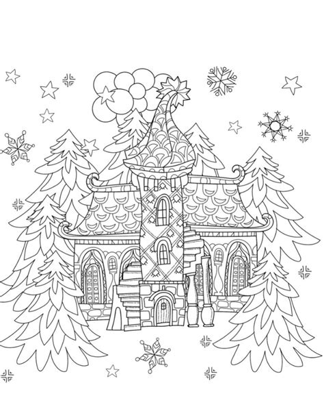 christmas village houses coloring pages
