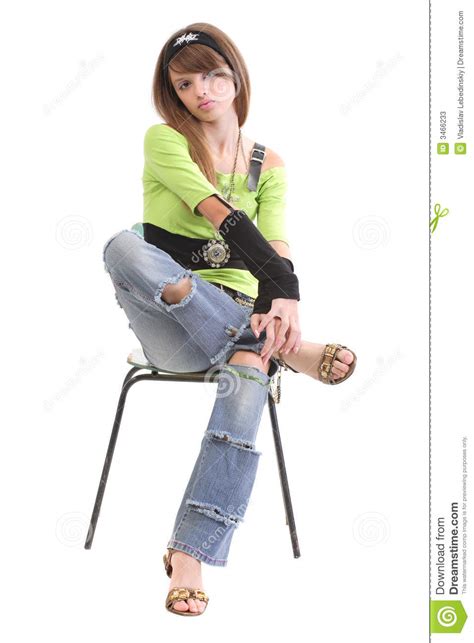 Teen In Ripped Bluejeans Stock Image Image Of Fair Cool