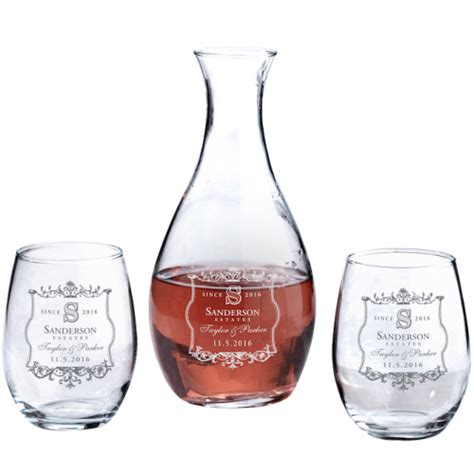 vineyard decanter and stemless wine glass set