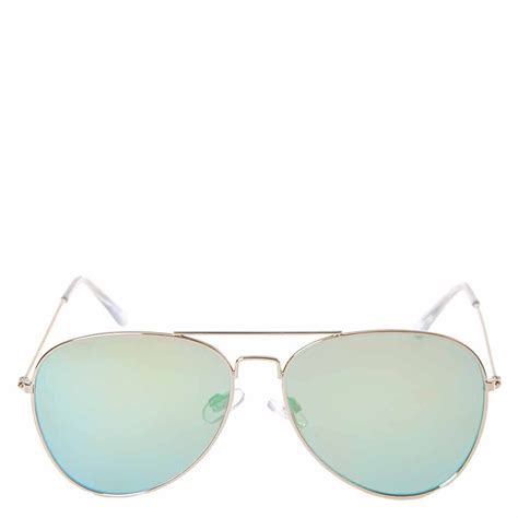 blue mirrored lenses aviator sunglasses claire s us