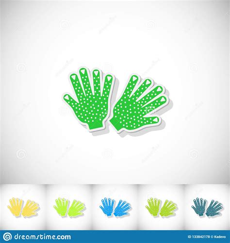 Gloves Flat Sticker With Shadow On White Background Stock Vector