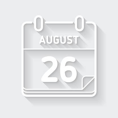 august  icon  long shadow  blank background flat design stock