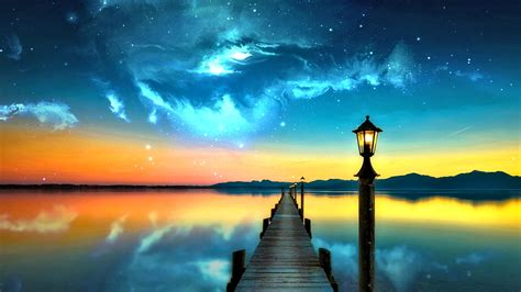 ocean stars night sky scenery landscape horizon