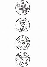 Seizoen Symbolen Kleurplaat sketch template