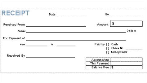 sample receipt forms   ms word excel