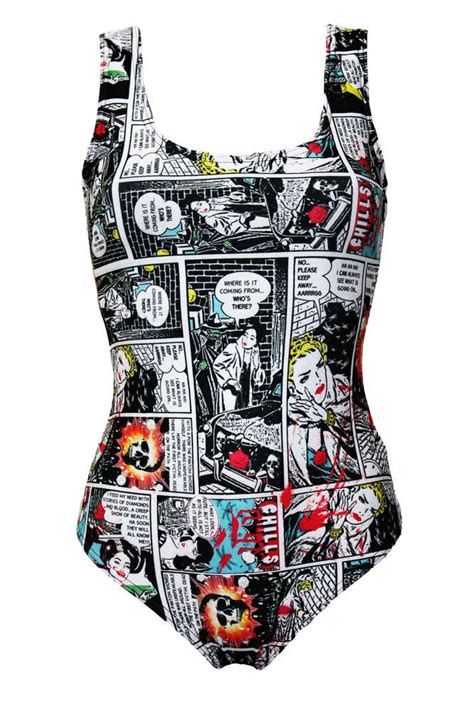 Comic Strip Book Retro Classic Print Swimsuit Bodysuit
