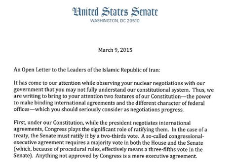 Letter From Senate Republicans To The Leaders Of Iran The New York Times