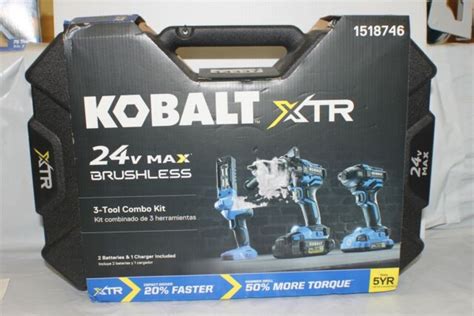 Kobalt Xtr 3 Tool 24 Volt Max Brushless Power Tool Combo Kit 1518746