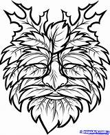 Greenman Wood Coloring Pyrography Step Carving Burning Dragoart Stencil Stencils Spirits Mewarn11 Clipground Engraving sketch template