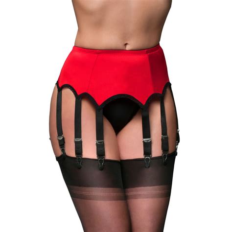 Red Medium Nylon Dreams Ndl11 Women S Garter Belt 10 Strap Suspender