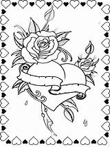 Coloring Roses Hearts Pages Designs Beautiful Heart Enjoy Related Rose Choose Board sketch template