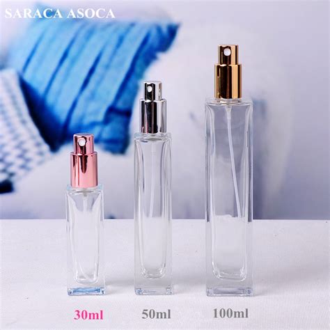 ml square thick transparent glass perfume bottle high grade sprayer big capacity bottling