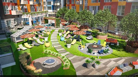 outdoor courtyard helps revitalize detroit apartment complex synlawn