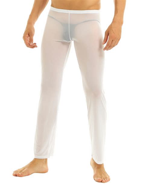 Men S Sexy Mesh Sheer Lingerie Long Pants Thermal Gauze See Through