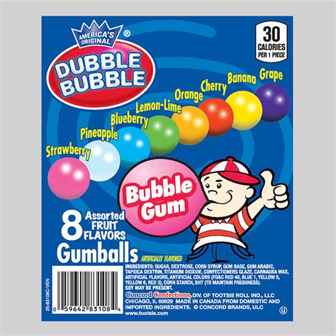 dubble bubble assorted fruit  gumball coming  brand vending