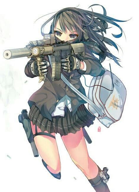 anime girl  gun  tumblr