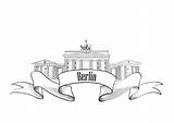 Berlijn Aufkleber Berühmtes Deutsches Beroemde Symbool Architecturaal Duitse Etiket Brandenburger Tor Gezeichnete Felsen sketch template