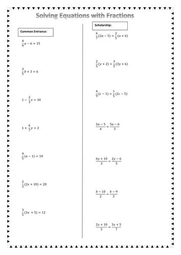 solving equations  fractions worksheet  promotiontablecovers