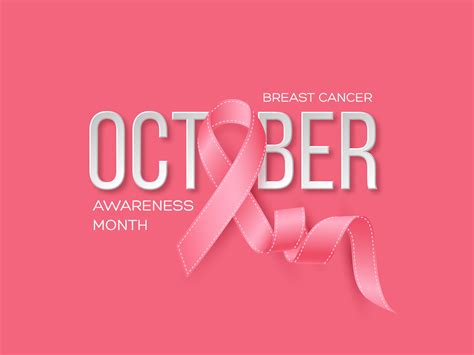 breast cancer awareness month background realistic pink ribbon