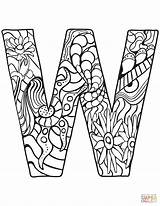 Letter Coloring Pages Zentangle Alphabet Printable Supercoloring Kids Print Adults Getdrawings Sheets Template Version Categories sketch template