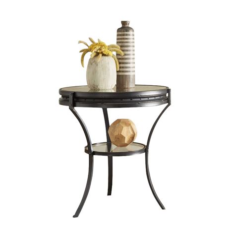 Coaster Round Glass Top End Table With Lower Shelf In Black 705217