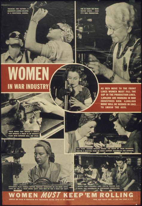 a poster highlighting women working in the war industry during world