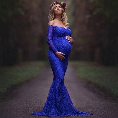 Buy Womail Sexy Lace Off Shoulder Long Dress Maternity