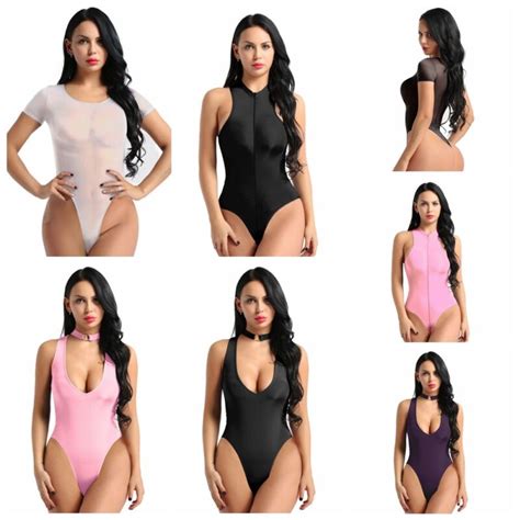 womens sexy see through sheer bodycon romper jumpsuit bodysuit lingerie