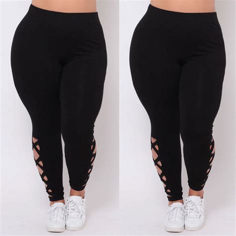 New Women Plus Size Yoga Pants L Xl 2x 3x Black Criss