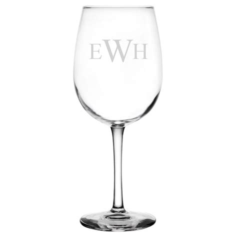 Personalized Wine Glass Custom Engraved Traditional Monogram