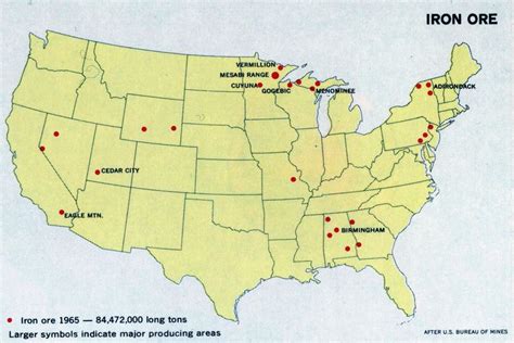 map showing iron ore   united states