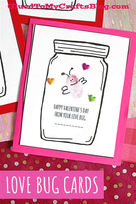 thumbprint love bug mason jar cards  valentines day   mason