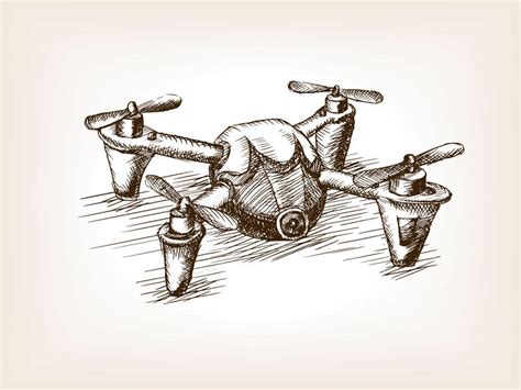 quadrocopter drone sketch vector illustration stock vector illustration  sketch quadcopter
